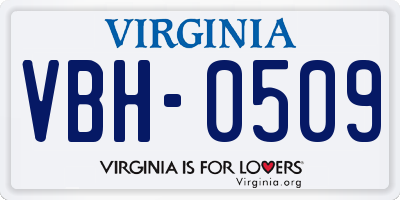 VA license plate VBH0509