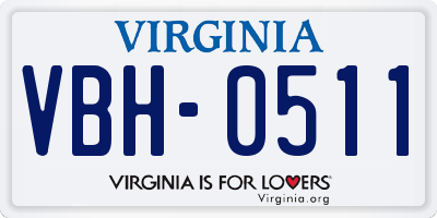VA license plate VBH0511