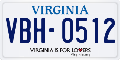 VA license plate VBH0512