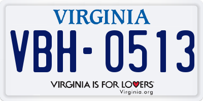 VA license plate VBH0513