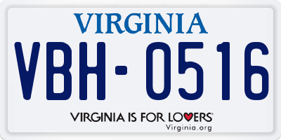 VA license plate VBH0516