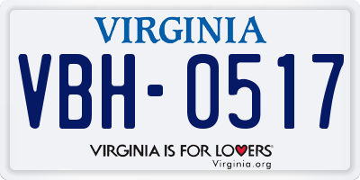 VA license plate VBH0517