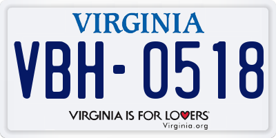 VA license plate VBH0518