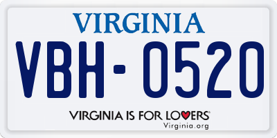 VA license plate VBH0520