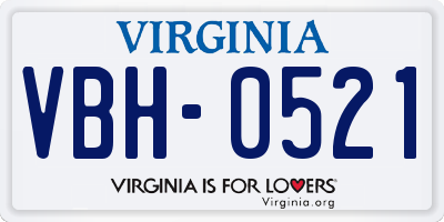 VA license plate VBH0521