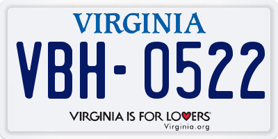 VA license plate VBH0522