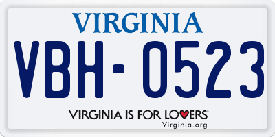 VA license plate VBH0523