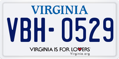 VA license plate VBH0529