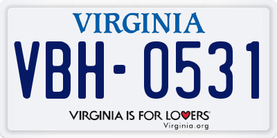 VA license plate VBH0531