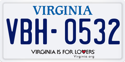 VA license plate VBH0532