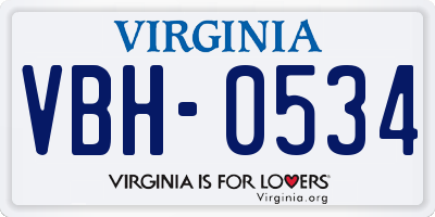 VA license plate VBH0534