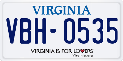 VA license plate VBH0535