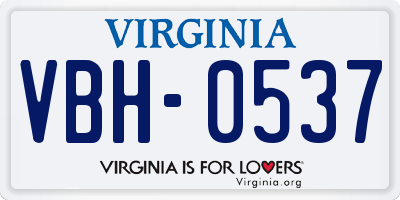 VA license plate VBH0537