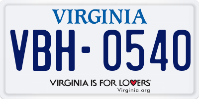VA license plate VBH0540