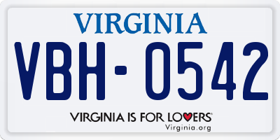 VA license plate VBH0542