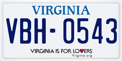 VA license plate VBH0543