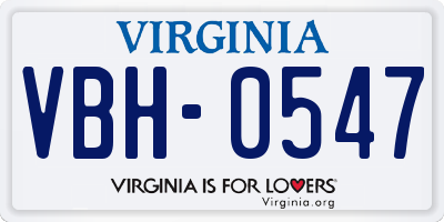VA license plate VBH0547