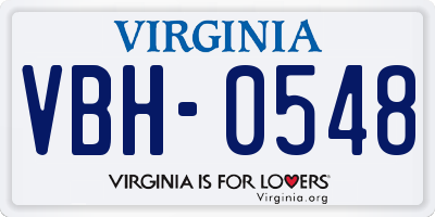 VA license plate VBH0548