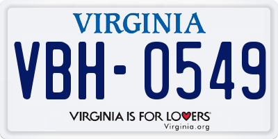 VA license plate VBH0549