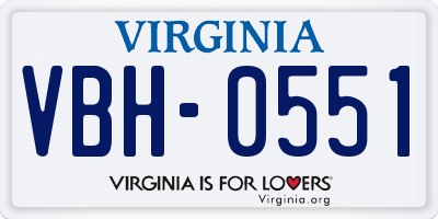 VA license plate VBH0551