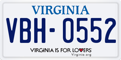 VA license plate VBH0552