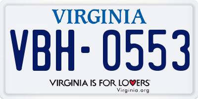 VA license plate VBH0553