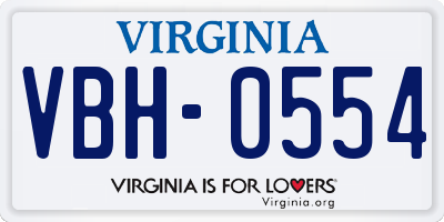 VA license plate VBH0554