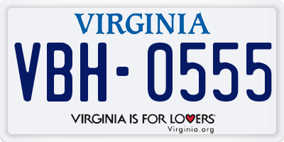 VA license plate VBH0555