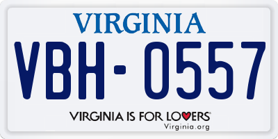 VA license plate VBH0557