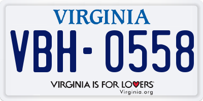 VA license plate VBH0558