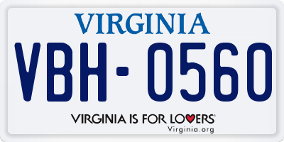 VA license plate VBH0560
