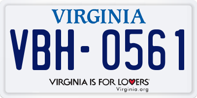 VA license plate VBH0561