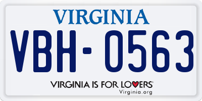VA license plate VBH0563