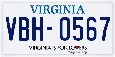 VA license plate VBH0567