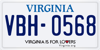 VA license plate VBH0568