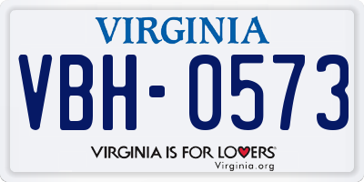 VA license plate VBH0573