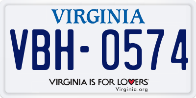 VA license plate VBH0574