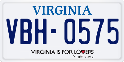 VA license plate VBH0575