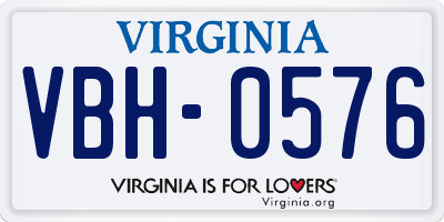 VA license plate VBH0576
