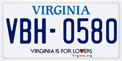 VA license plate VBH0580
