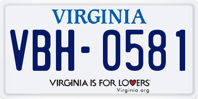 VA license plate VBH0581