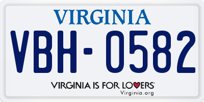 VA license plate VBH0582