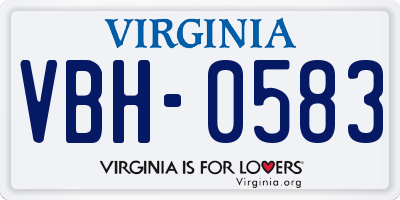 VA license plate VBH0583