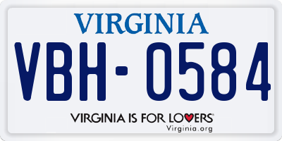 VA license plate VBH0584