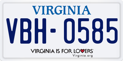 VA license plate VBH0585