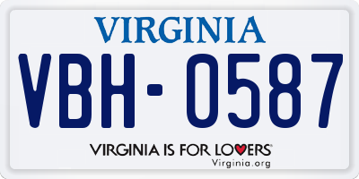 VA license plate VBH0587