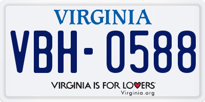 VA license plate VBH0588