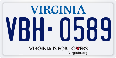 VA license plate VBH0589