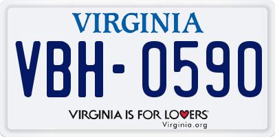 VA license plate VBH0590