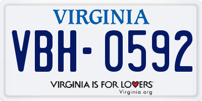 VA license plate VBH0592